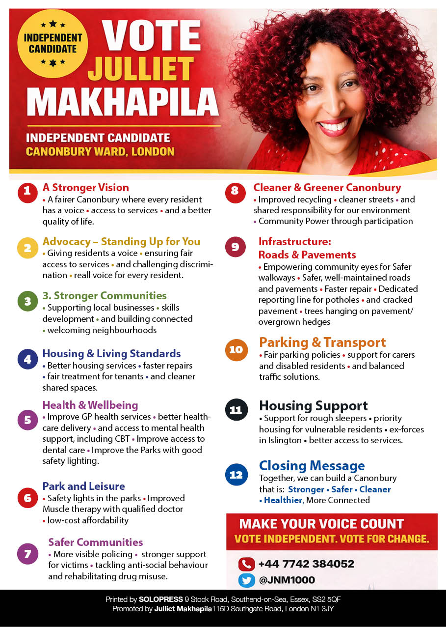 Julliet Makhapila - independent candidate- A5 BACK